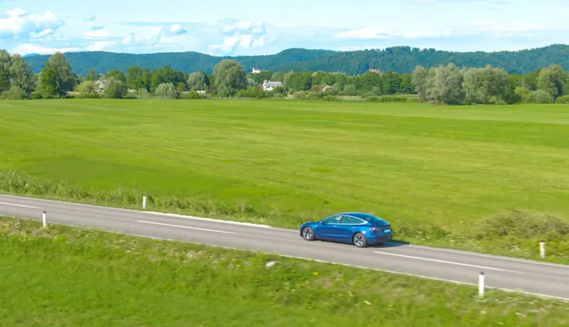Tesla car on road